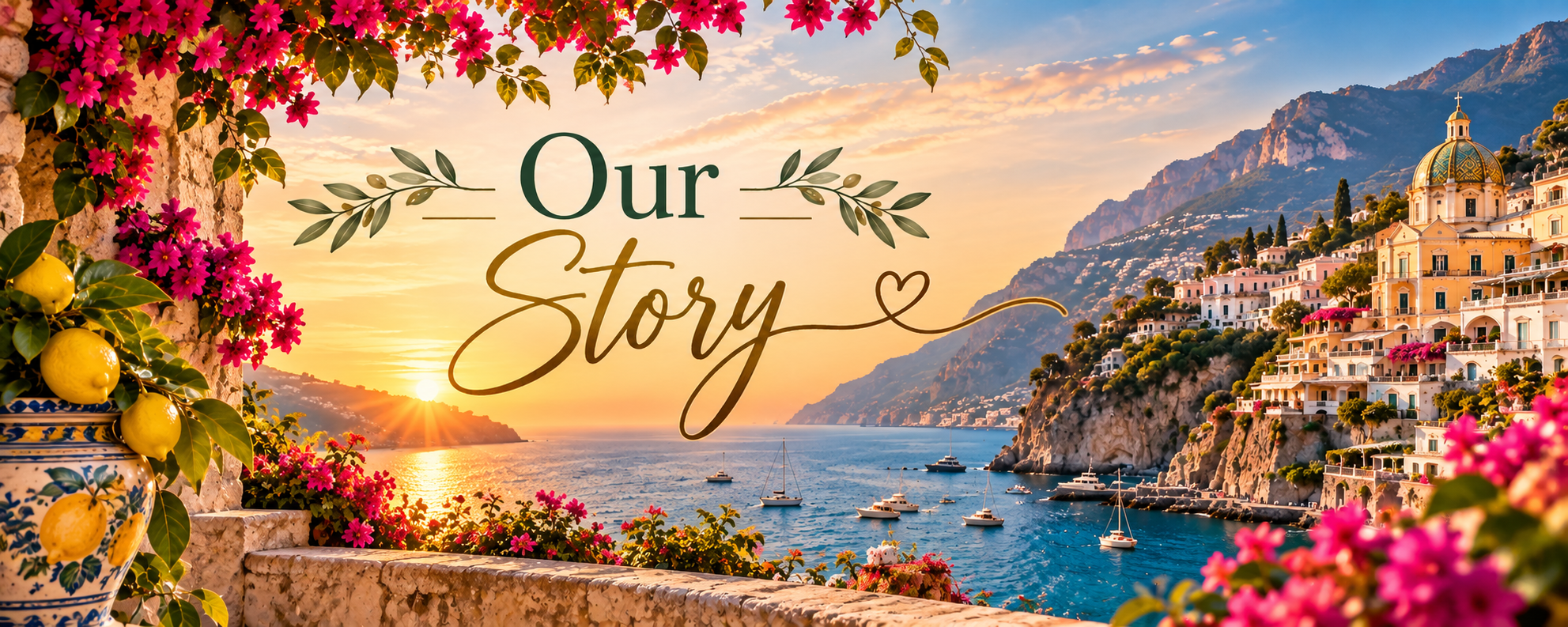 Our Story - Amalfi Coast at sunset